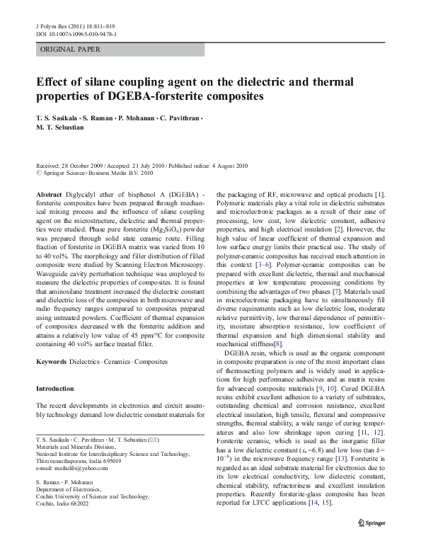 (PDF) Dielectric, Thermal, and Mechanical Properties of CeO2-Filled ...