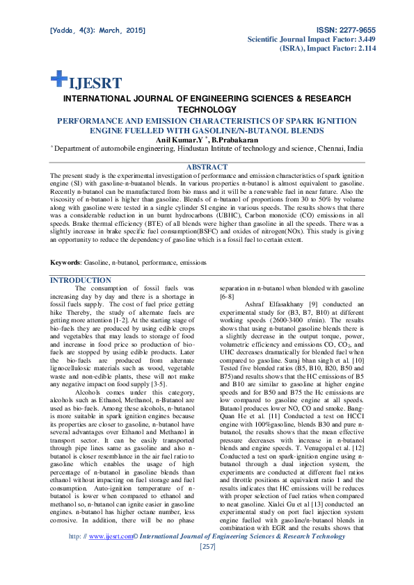 (PDF) PERFORMANCE AND EMISSION CHARACTERISTICS OF SPARK IGNITION ENGINE ...