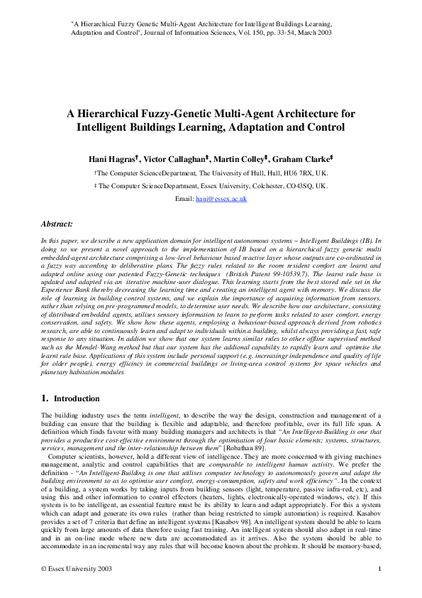 (PDF) A Hierarchical Fuzzy-Genetic Multi-Agent Architecture for ...