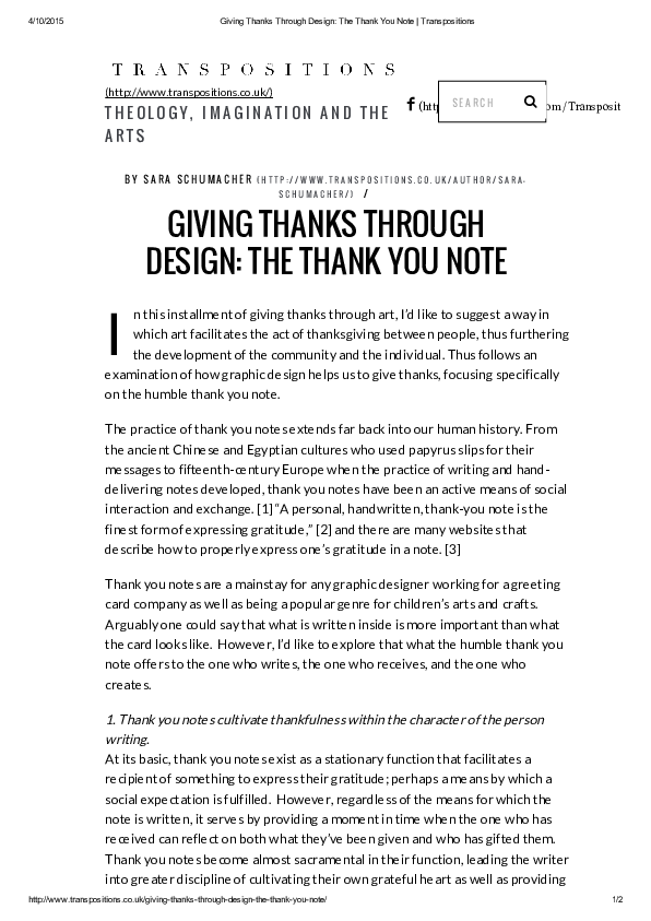 (PDF) Giving Thanks through Design: The Thank You Note