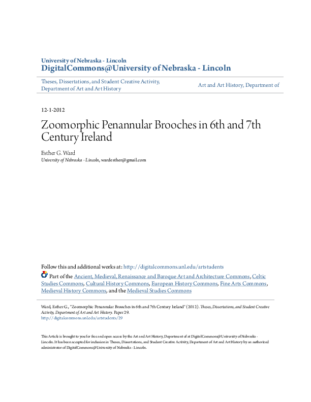 Zoomorphic Penannular Brooches in 6th and 7th Century Ireland