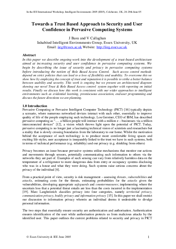 (PDF) Towards a Trust Based Approach to Security and User Confidence in ...