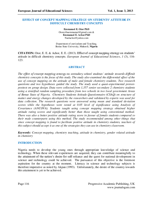 (PDF) EFFECT OF CONCEPT MAPPING STRATEGY ON STUDENTS’ ATTITUDE IN ...