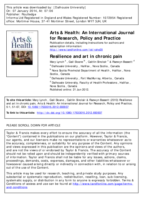 (PDF) Resilience and art in chronic pain