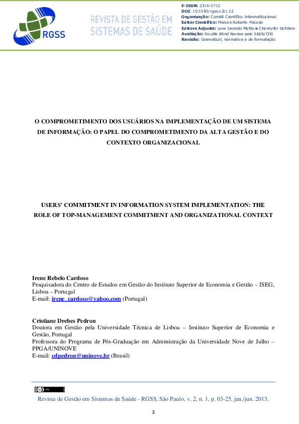  PDF Users Commitment In Information System Implementation The Role