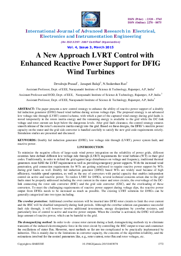 (PDF) A New Approach LVRT Control with Enhanced Reactive Power Support ...