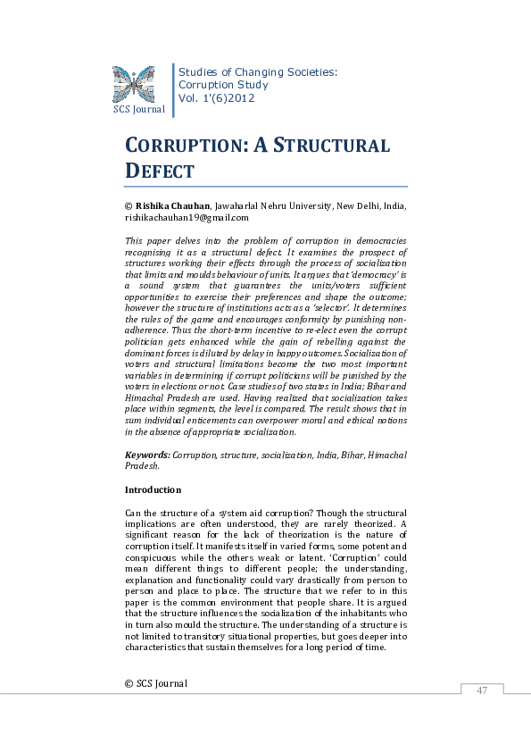 (PDF) Corruption: A Structural Defect