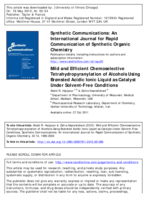 (PDF) Synthetic Communications: An International Journal for Rapid ...