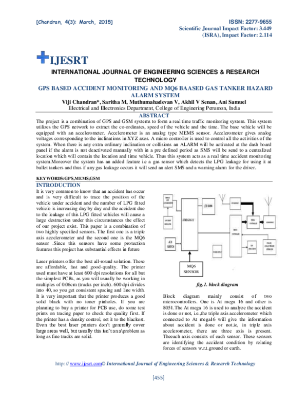 (PDF) GPS BASED ACCIDENT MONITORING AND MQ6 BAASED GAS TANKER HAZARD ...