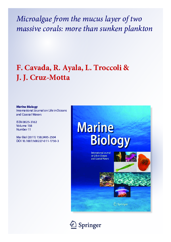 (PDF) Microalgae from the mucus layer of two massive corals: more than ...