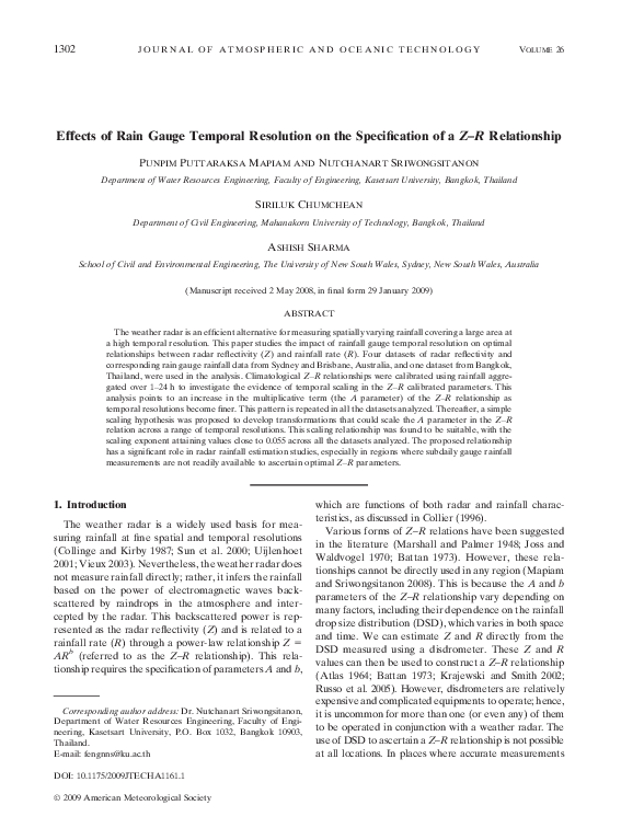 (PDF) Effects of Rain Gauge Temporal Resolution on the Specification of ...