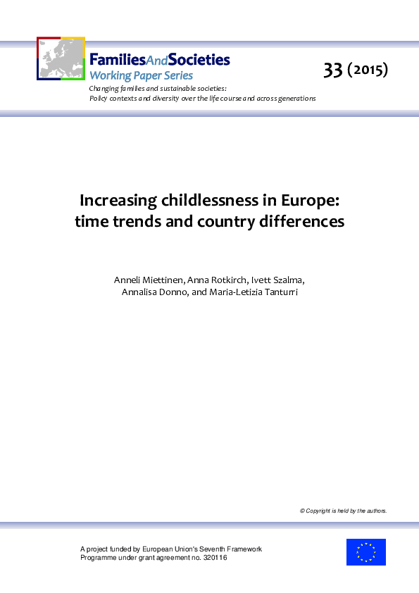 (PDF) Increasing childlessness in Europe: time trends and country ...