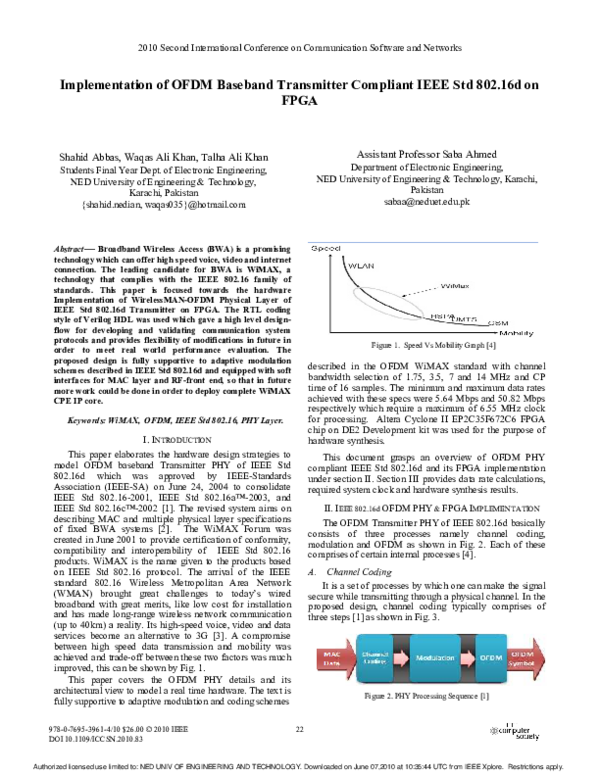 (PDF) OFDM Baseband Transmitter Implementation Compliant IEEE Std 802
