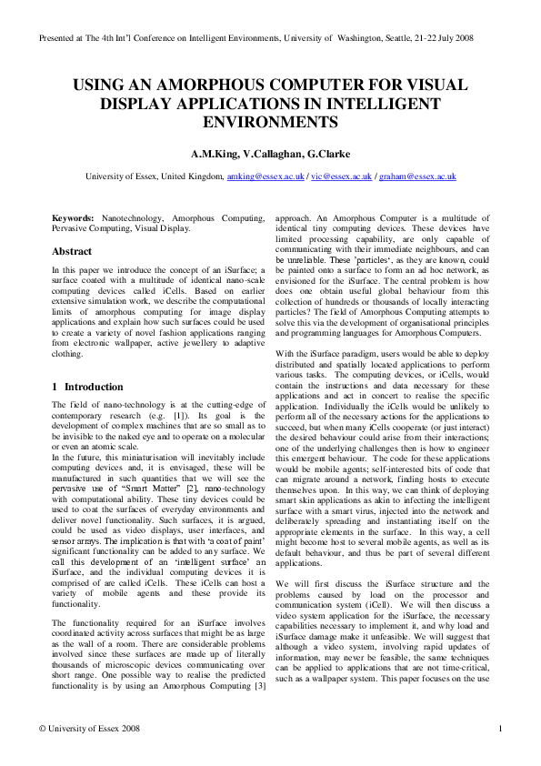 (PDF) USING AN AMORPHOUS COMPUTER FOR VISUAL DISPLAY APPLICATIONS IN ...