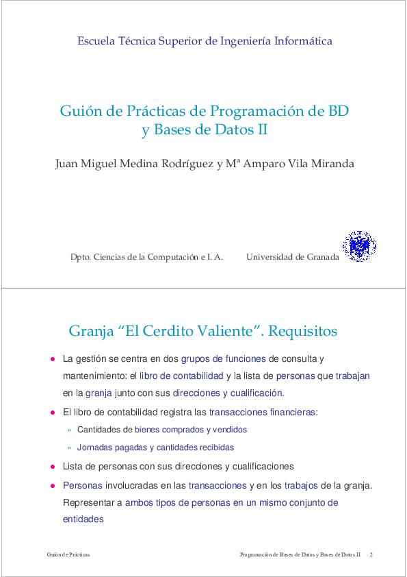 (PDF) Guión de Prácticas de Programación de BD y Bases de Datos II