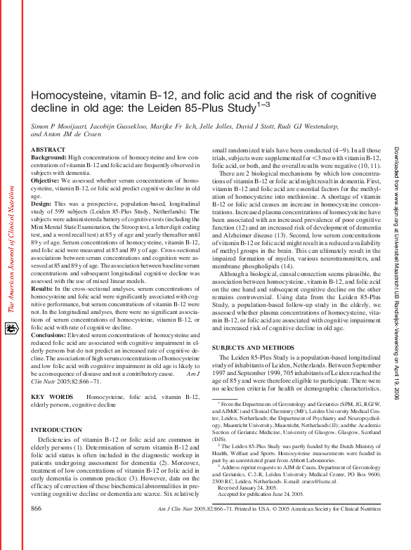 (PDF) Homocysteine, vitamin B12, and folic acid and the risk of ...