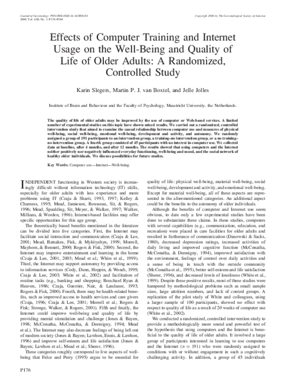 (PDF) Effects of computer training and internet usage on the well-being ...