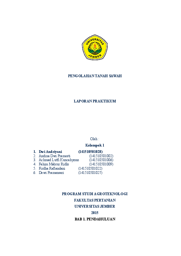 (DOC) Laporan Praktikum Pengolahan Lahan Sawah