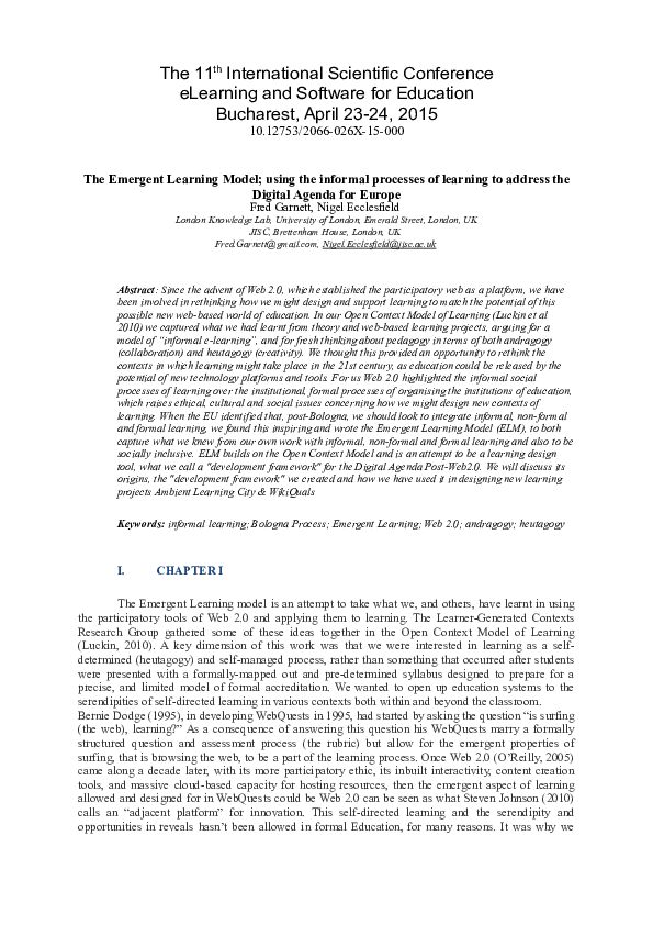(DOC) Emergent Learning Model (2015)