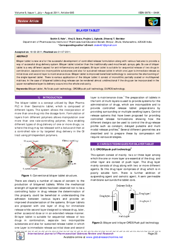 (PDF) Review Article BILAYER TABLET murali krishna Academia.edu