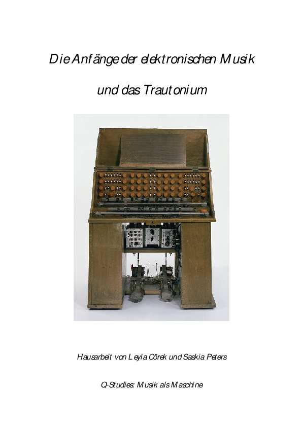 (PDF) Die Anfänge der elektronischen Musik und das Trautonium