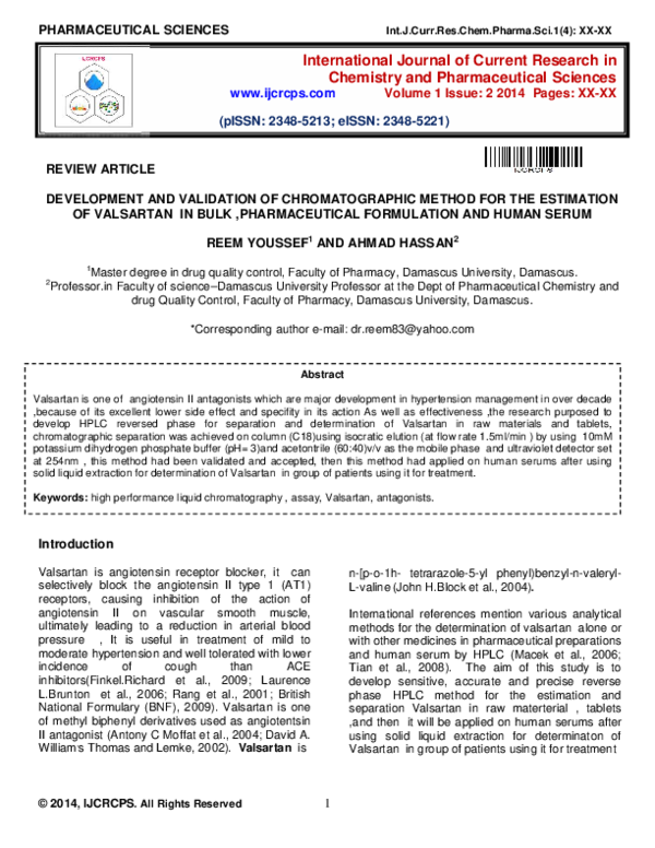 (PDF) DEVELOPMENT AND VALIDATION OF CHROMATOGRAPHIC METHOD FOR THE ...