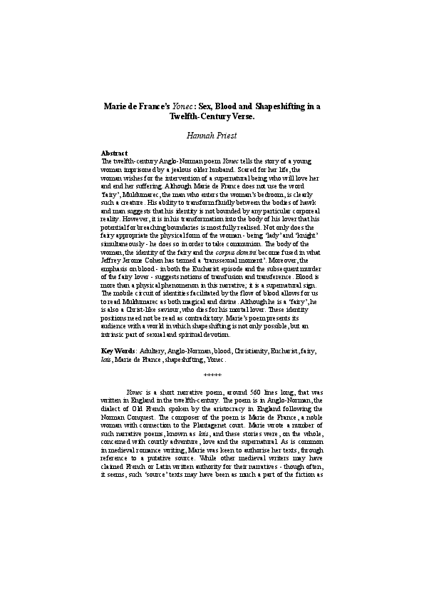 Marie de france circa twelfth century essay 04 image