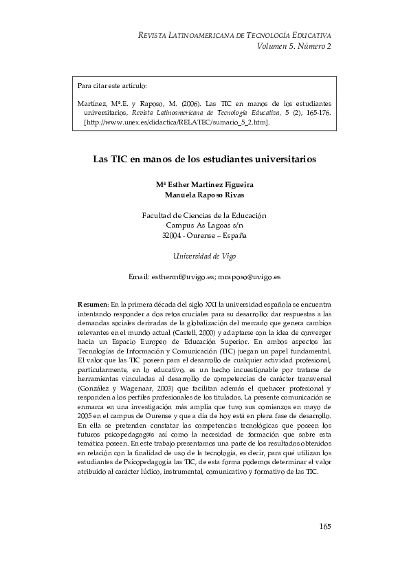 (PDF) REVISTA LATINOAMERICANA DE TECNOLOGÍA EDUCATIVA Volumen 5. Número