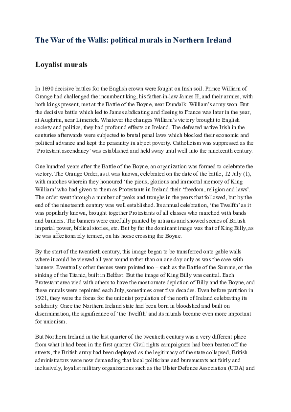 (DOC) The War of the Walls political murals in Northern Ireland Bill