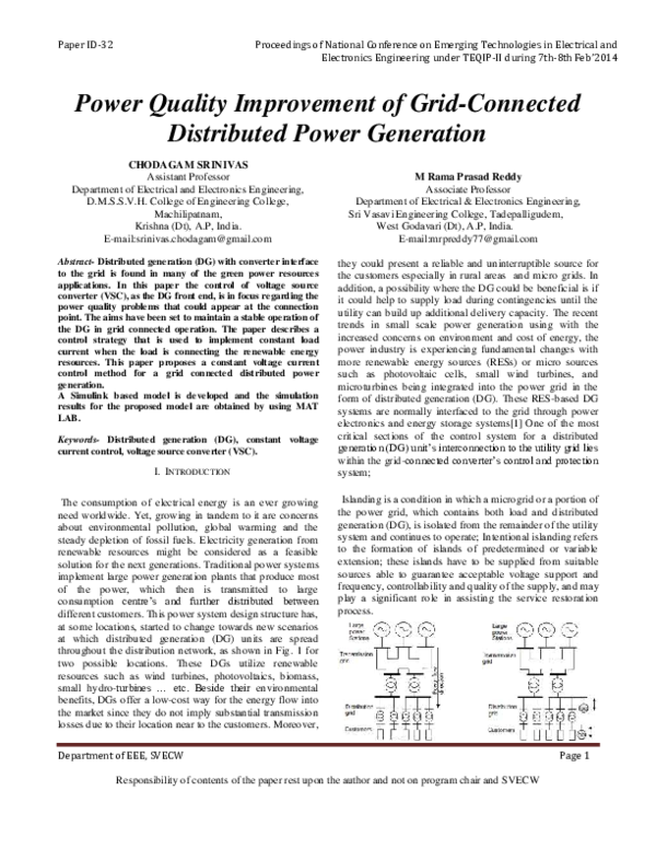 (PDF) Power Quality Improvement of Grid-Connected Distributed Power ...