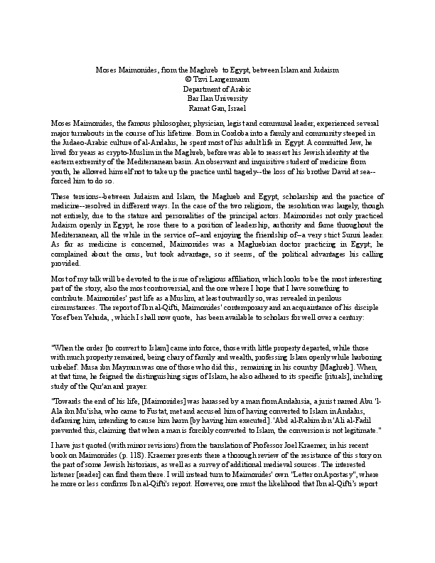 What did moses maimonides do picture