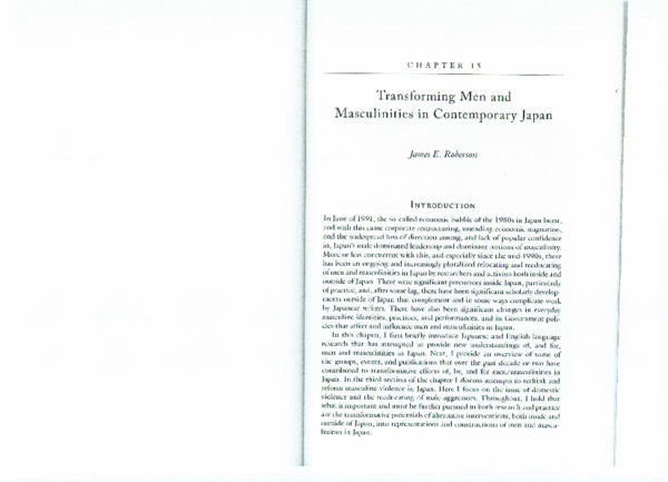 (PDF) Transforming Men and Masculinities in Contemporary Japan