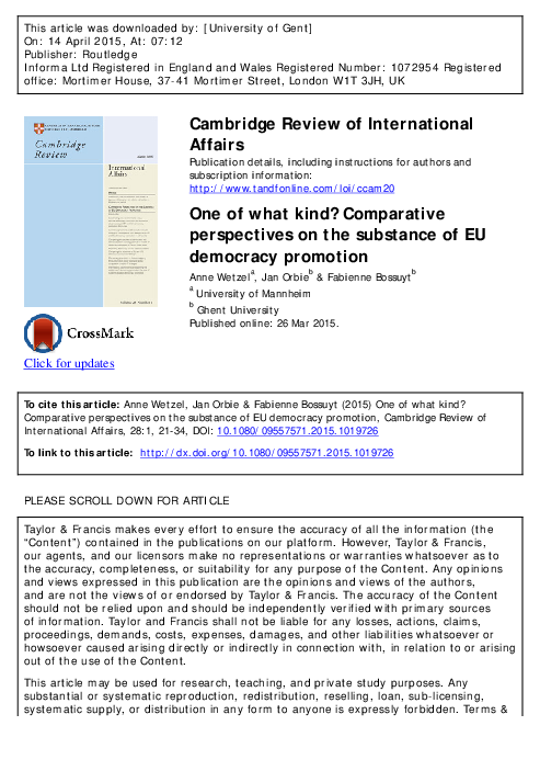 (PDF) One of what kind? Comparative Perspectives on the Substance of EU ...