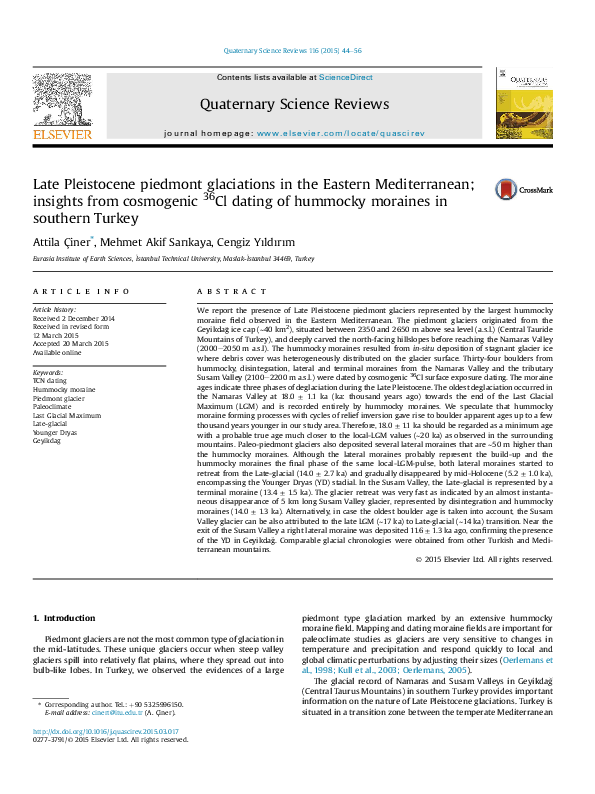 (PDF) Late Pleistocene piedmont glaciations in the Eastern ...