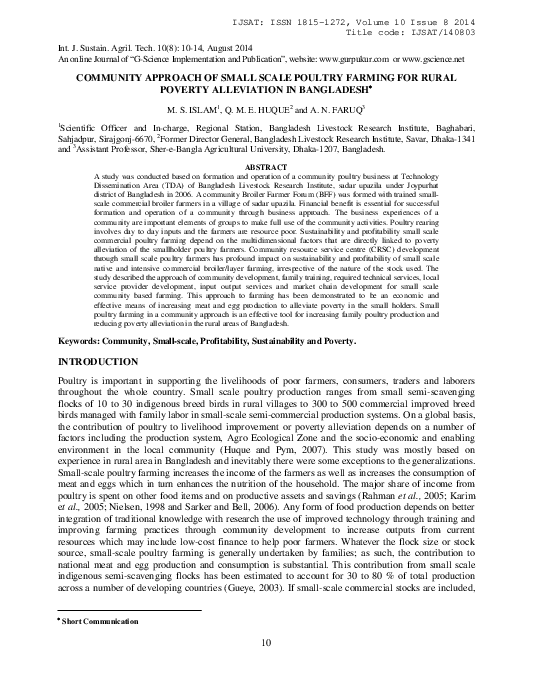 (PDF) Community approach of small scale poultry farming for rural