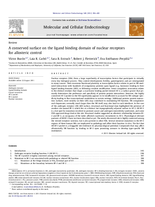 (PDF) A conserved surface on the ligand binding domain of nuclear ...