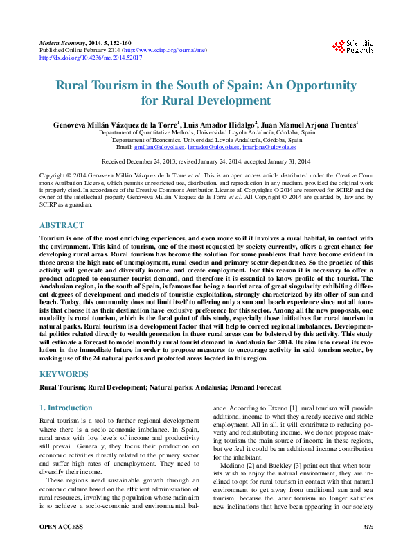 (PDF) Rural Tourism in the South of Spain: An Opportunity for Rural ...