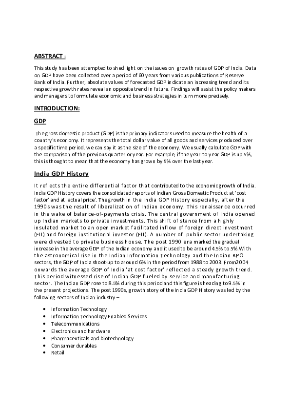 (PDF) Gross Domestic Product of INDIA