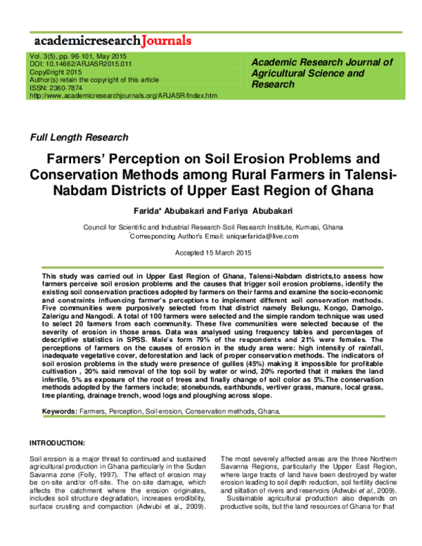 (PDF) Farmers’ Perception on Soil Erosion Problems and Conservation ...