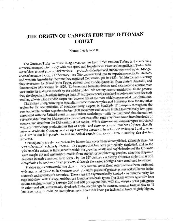 (PDF) The Origin of Carpets for the Ottoman Court Murray L Eiland Academia.edu