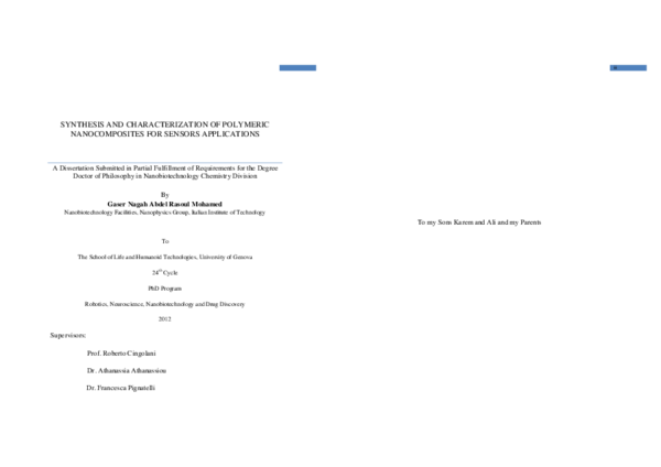 (PDF) SYNTHESIS AND CHARACTERIZATION OF POLYMERIC NANOCOMPOSITES FOR ...