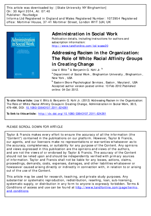 (PDF) Addressing Racism in the Organization: The Role of White Racial ...