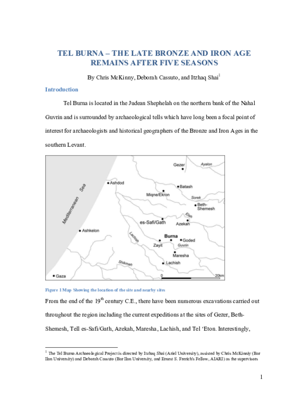 (PDF) Tel Burna The Late Bronze and Iron Age Remains after Five