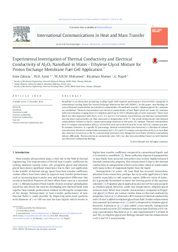 (PDF) Experimental Investigation of Thermal Conductivity and Electrical ...
