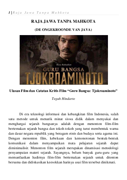 RAJA JAWA TANPA MAHKOTA (DE ONGEKROONDE VAN JAVA)