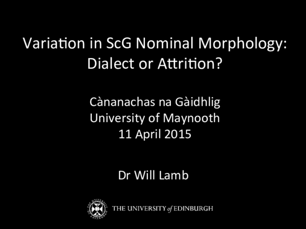 (PDF) Variation in Scottish Gaelic Nominal Morphology: Dialect or ...