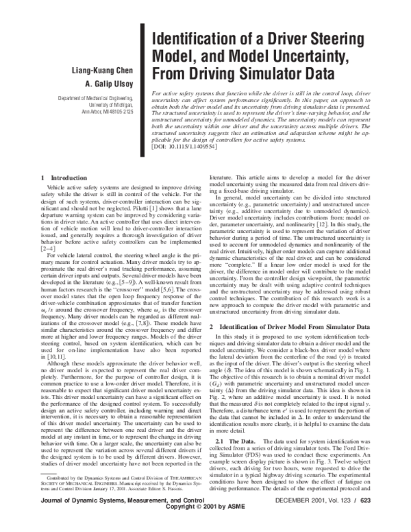 (PDF) Identification of a Driver Steering Model, and Model Uncertainty ...
