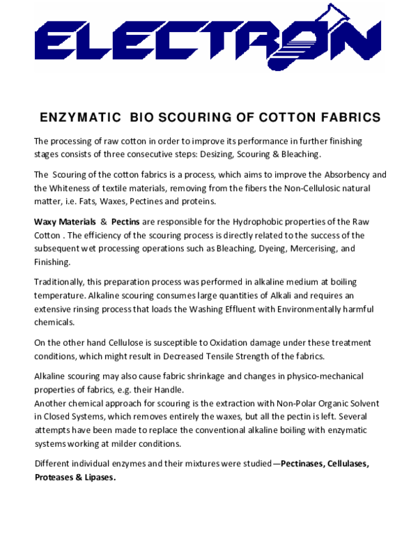 (PDF) ENZYMATIC BIO SCOURING OF COTTON FABRICS