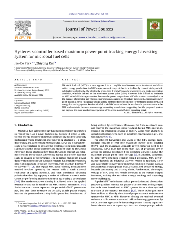 (PDF) High efficiency energy harvesting from microbial fuel cells using ...