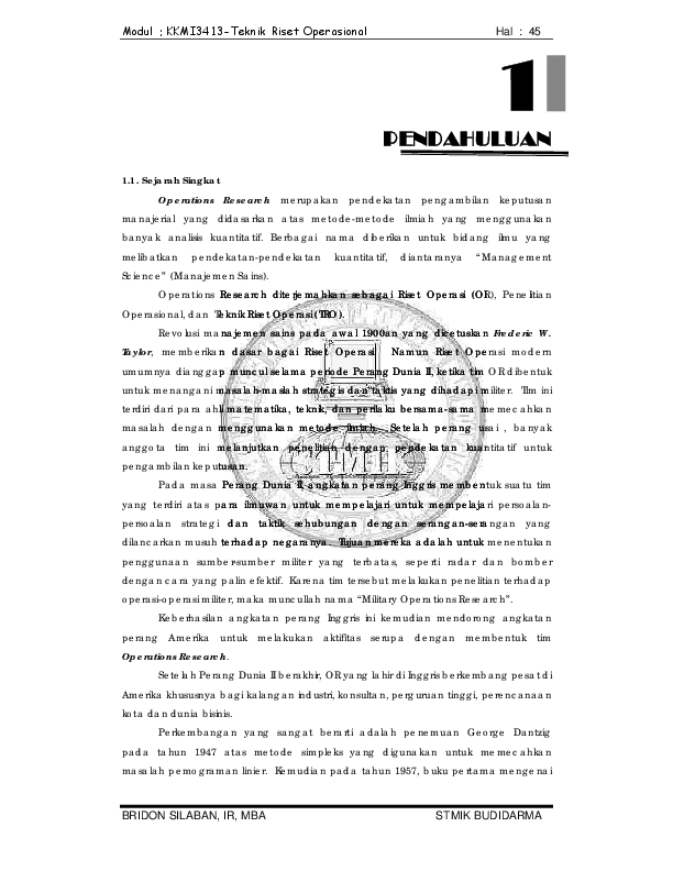 (PDF) Modul KKMI3413Teknik Riset Operasional Darma